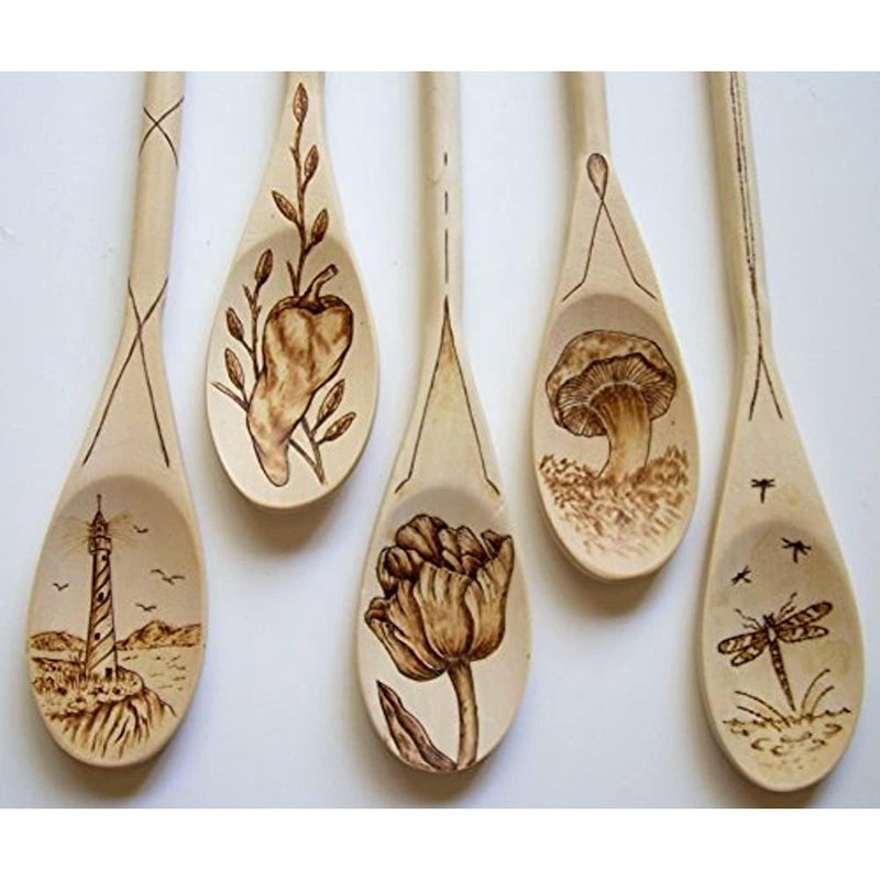 Roundsquare Kitchen Wooden Spoons Mixing Baking Serving Utensils Puppets 10 In - 12 Pack - Image 3